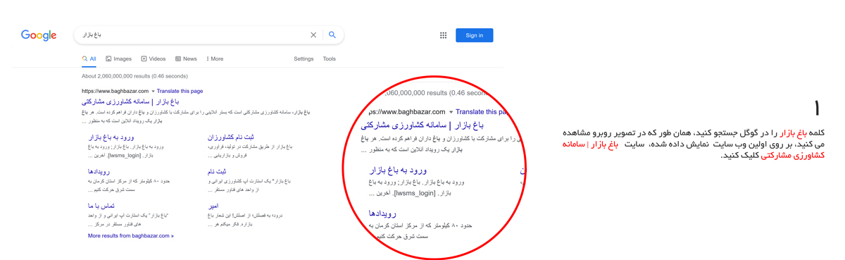 راهنمای ثبت نام و ورود به سایت باغ بازار